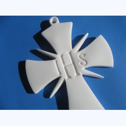 Kropielnica wisząca z alabastru-Krzyż JHS